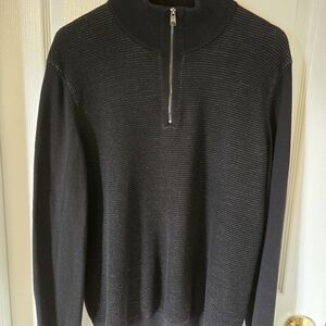 BOSS zip neck sweater with mixed structures. XL black ⚫️